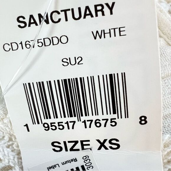 Sanctuary Boho Cream Tunic Puff Sleeves Smocked Bodice Cottagecore Dress SZ XS - Picture 10 of 15